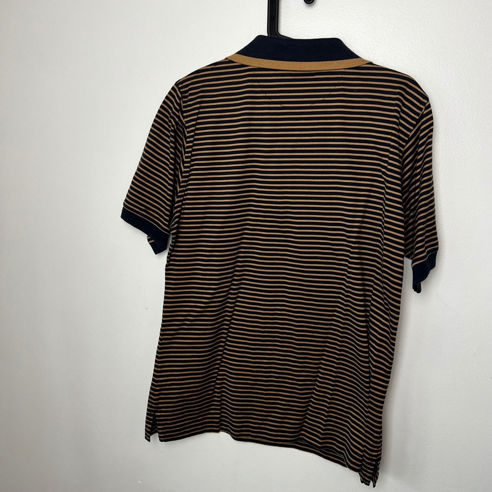Joey Rodolfo Resort‎ Two Mens Striped Polo Shirts Set of 2 Tan Blue Cream L VTG - Picture 13 of 13
